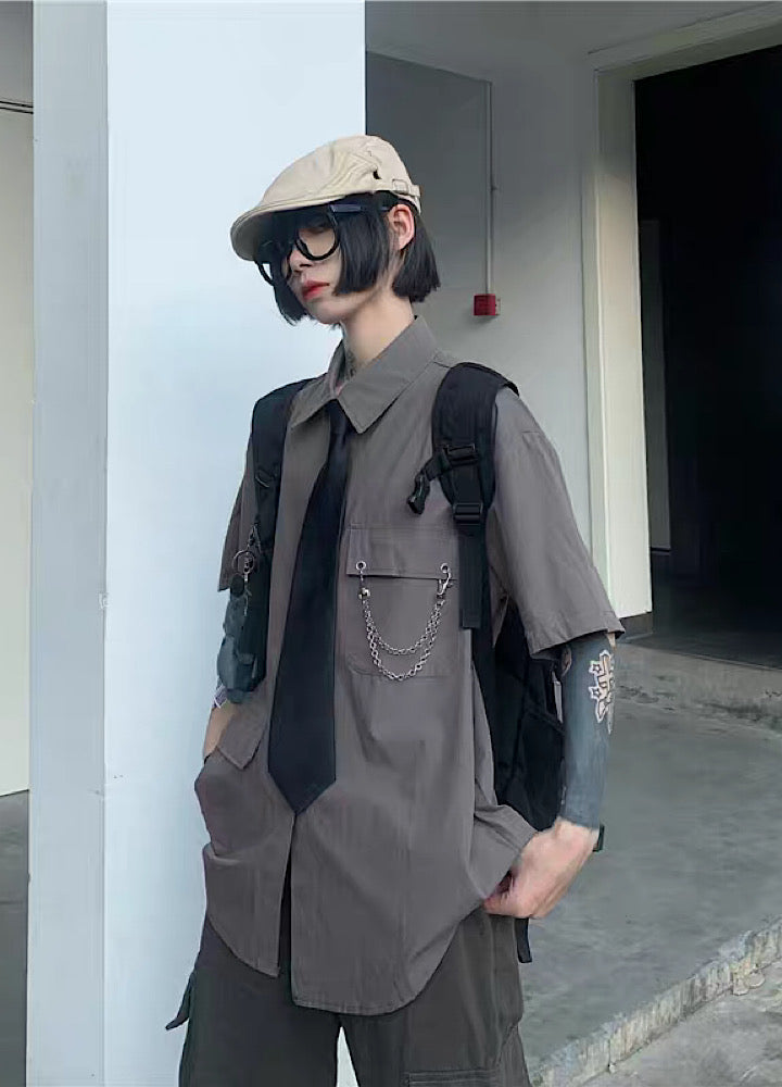 2way gimmick regular silhouette tie shirt  OR1018