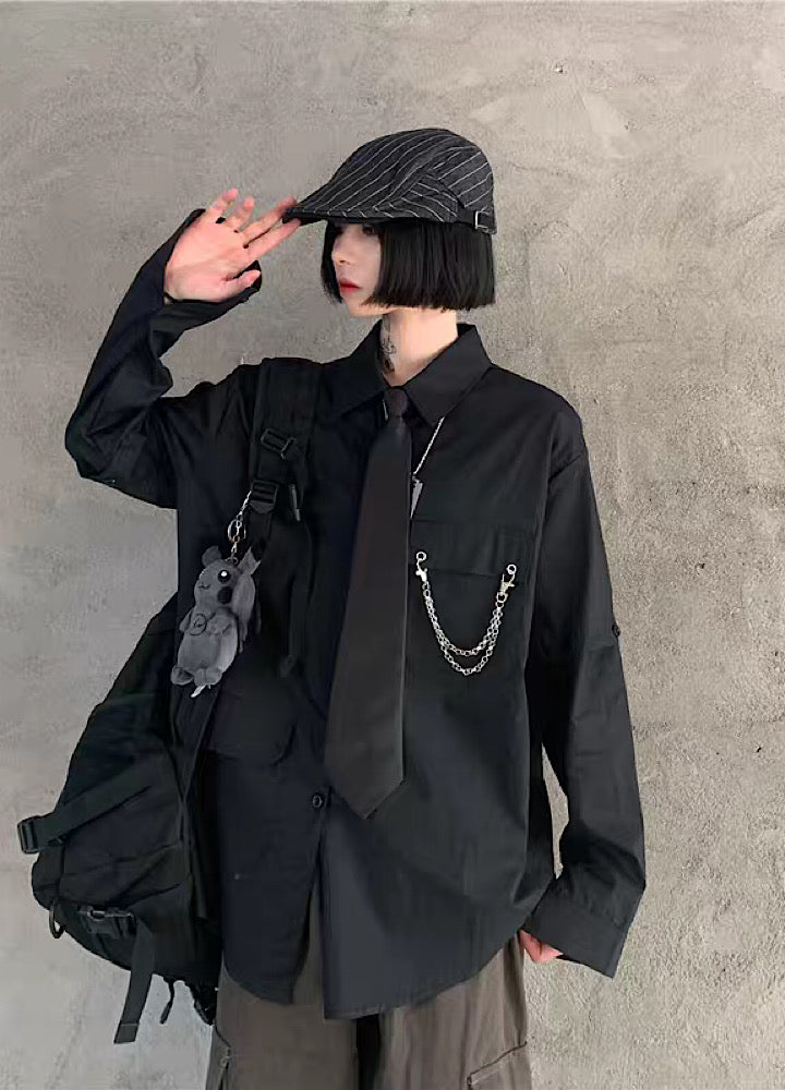 2way gimmick regular silhouette tie shirt  OR1018