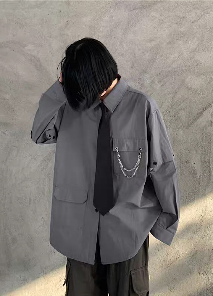 2way gimmick regular silhouette tie shirt  OR1018