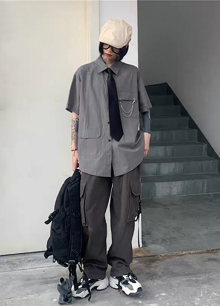 2way gimmick regular silhouette tie shirt  OR1018