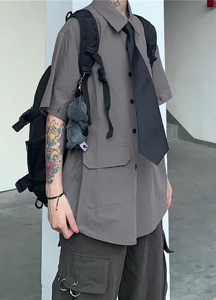 2way gimmick regular silhouette tie shirt  OR1018