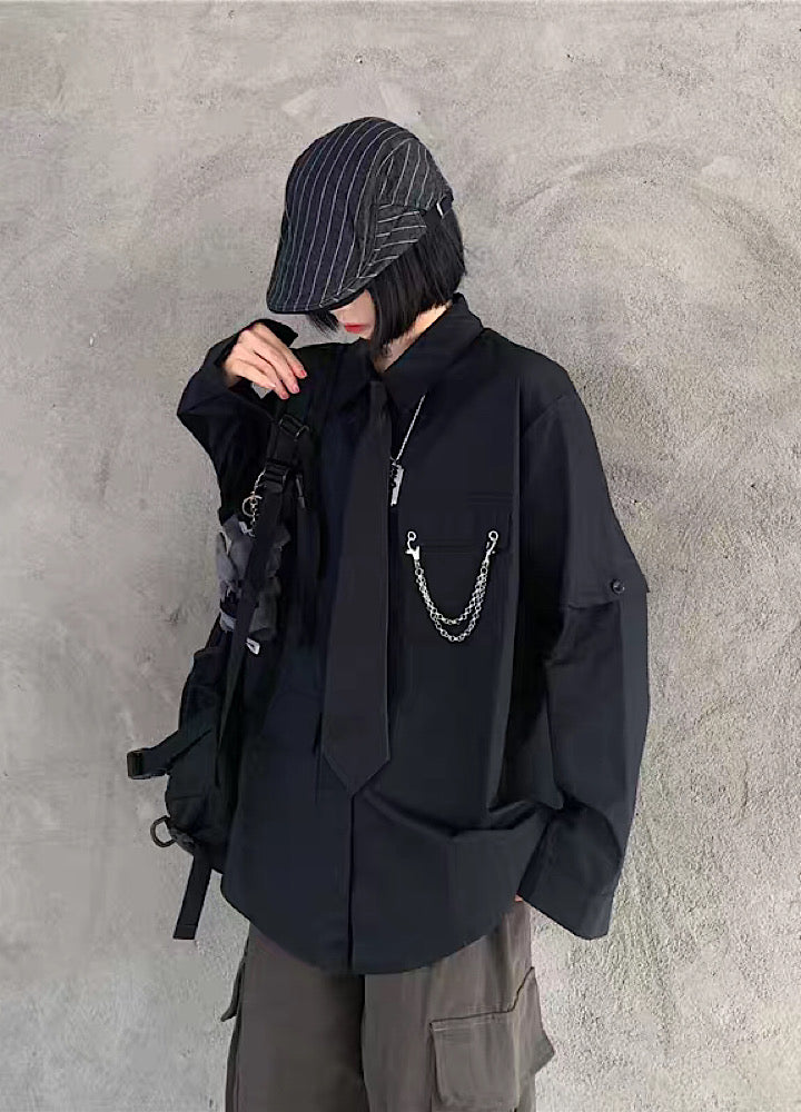 2way gimmick regular silhouette tie shirt  OR1018