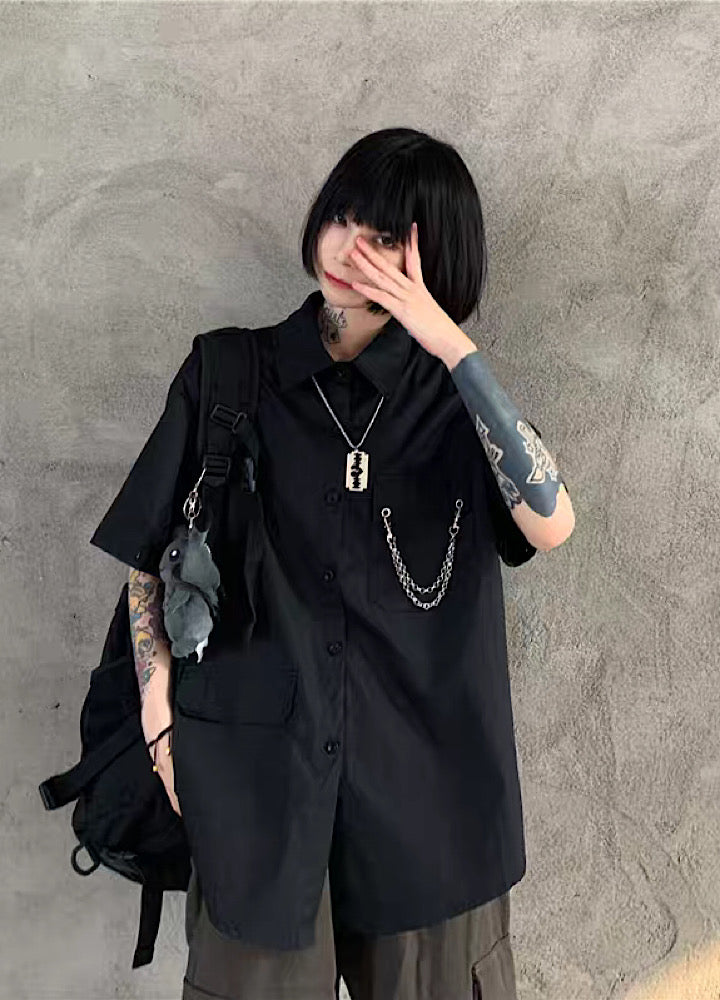 2way gimmick regular silhouette tie shirt  OR1018
