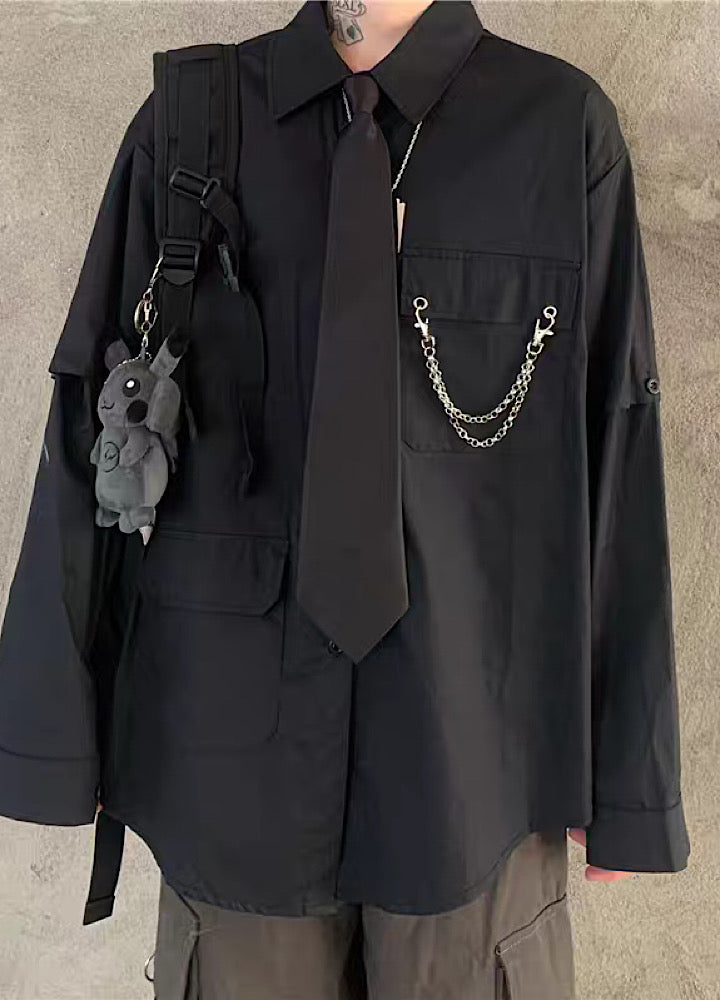 2way gimmick regular silhouette tie shirt  OR1018