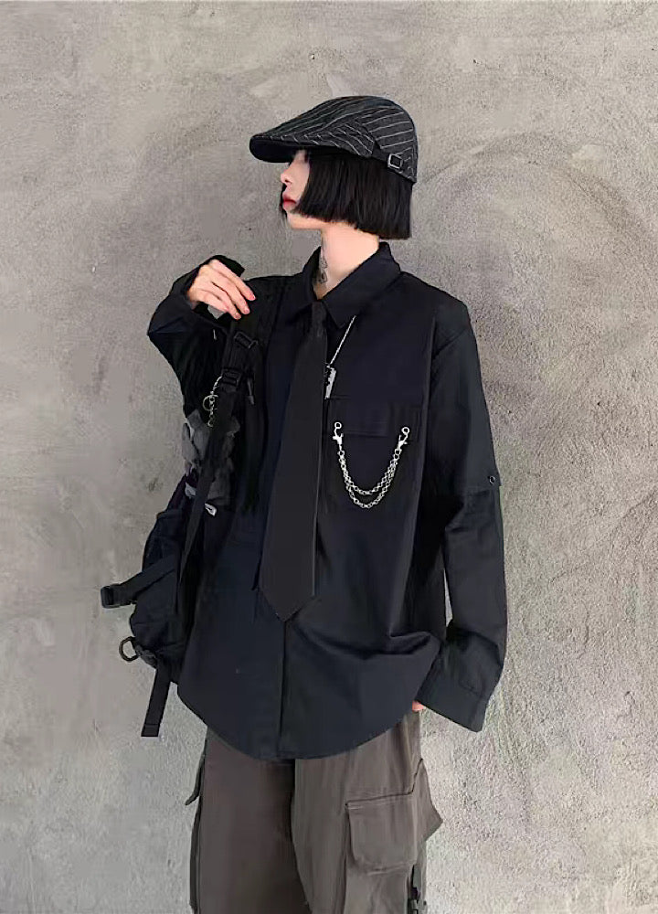 2way gimmick regular silhouette tie shirt  OR1018