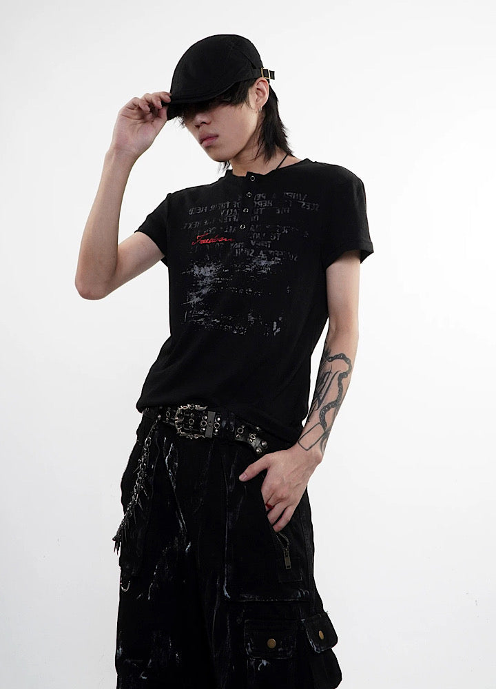 Punk graphic design slim street short-sleeved T-shirt  OR1019