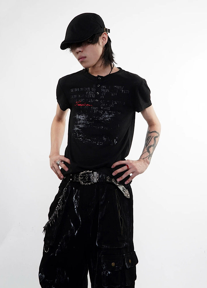 Punk graphic design slim street short-sleeved T-shirt  OR1019