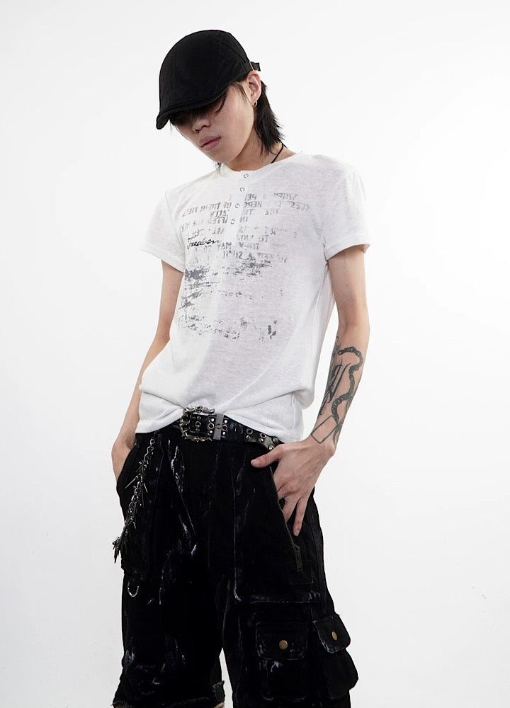Punk graphic design slim street short-sleeved T-shirt  OR1019