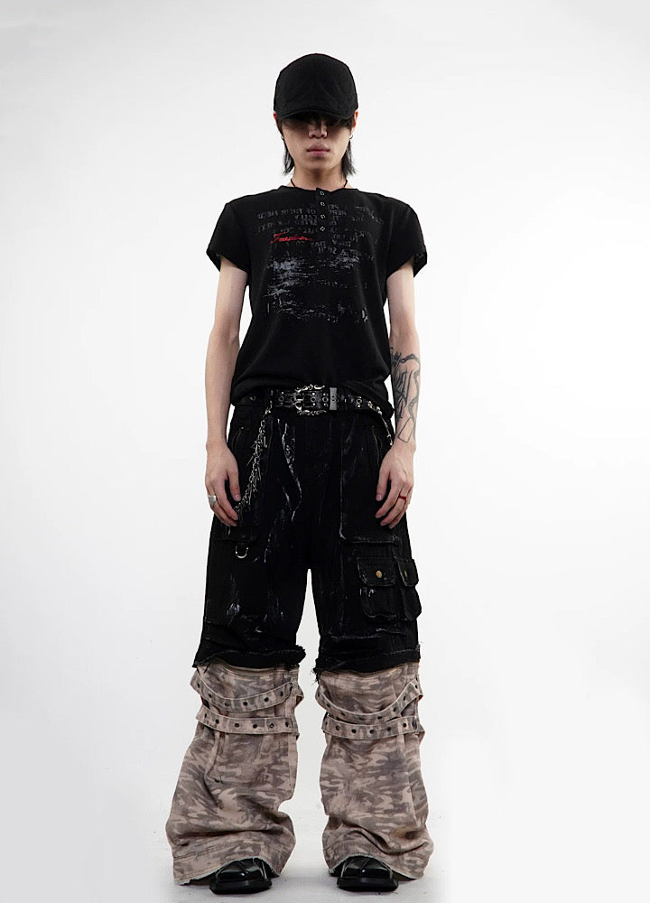 Punk graphic design slim street short-sleeved T-shirt  OR1019