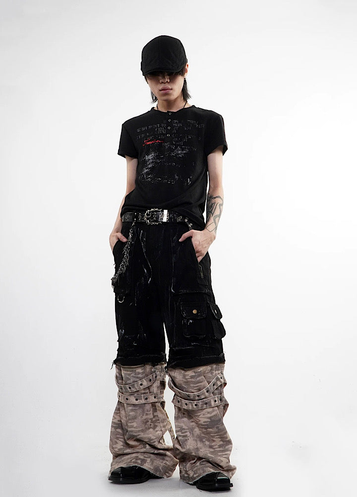 Punk graphic design slim street short-sleeved T-shirt  OR1019