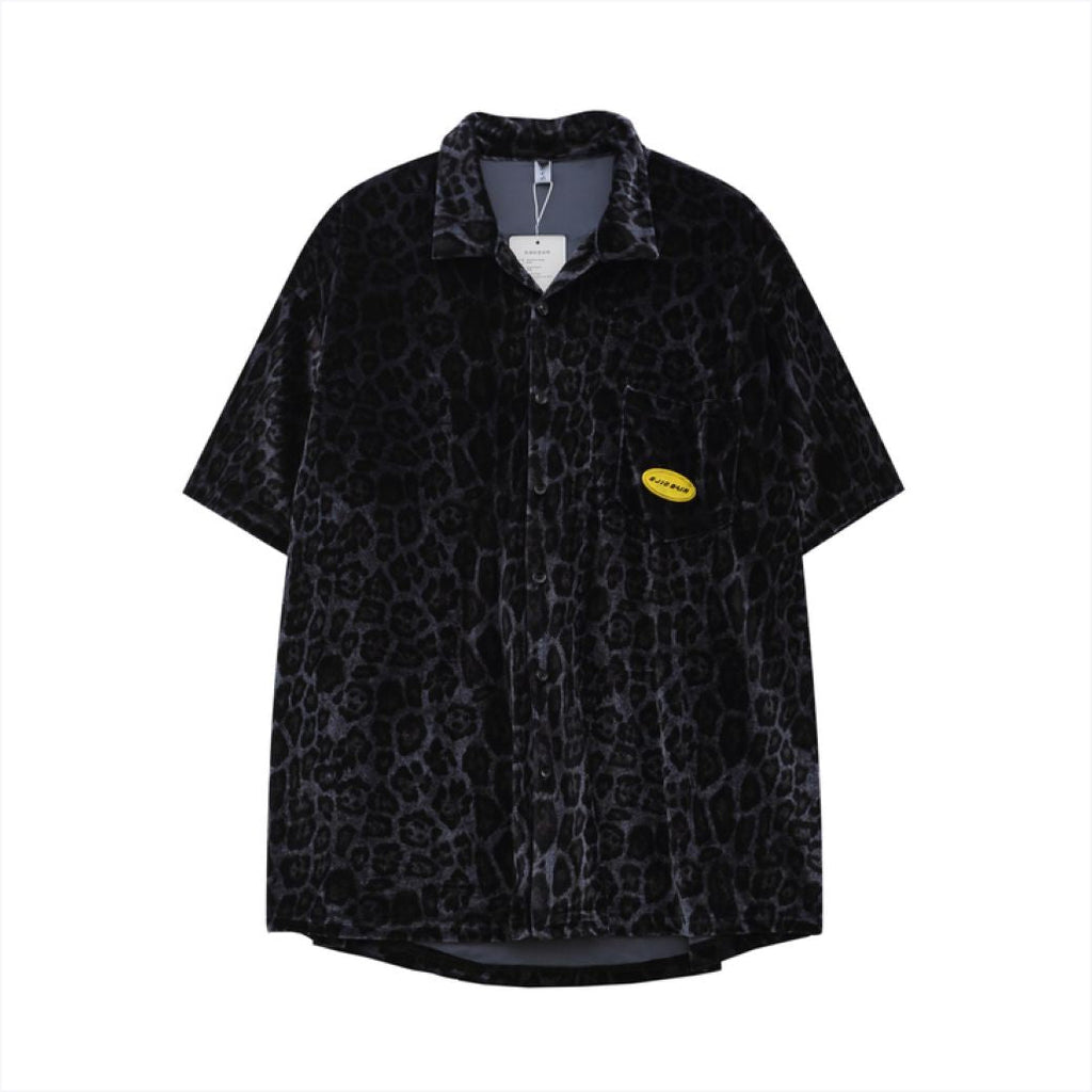 Leopard print short-sleeved loose summer shirt  OR1023