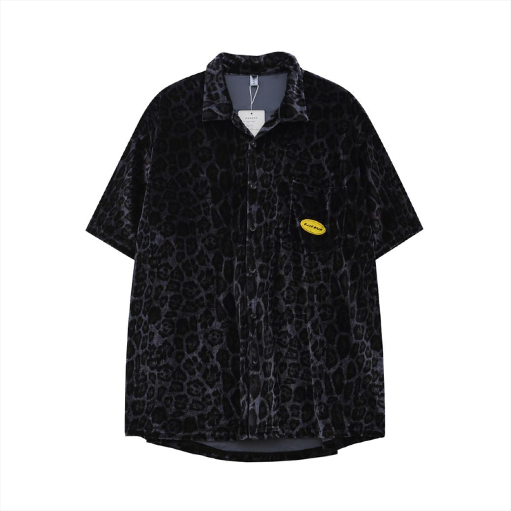 Leopard print short-sleeved loose summer shirt  OR1023