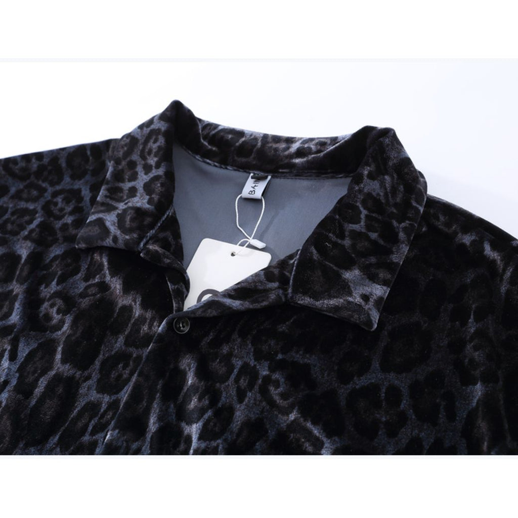 Leopard print short-sleeved loose summer shirt  OR1023