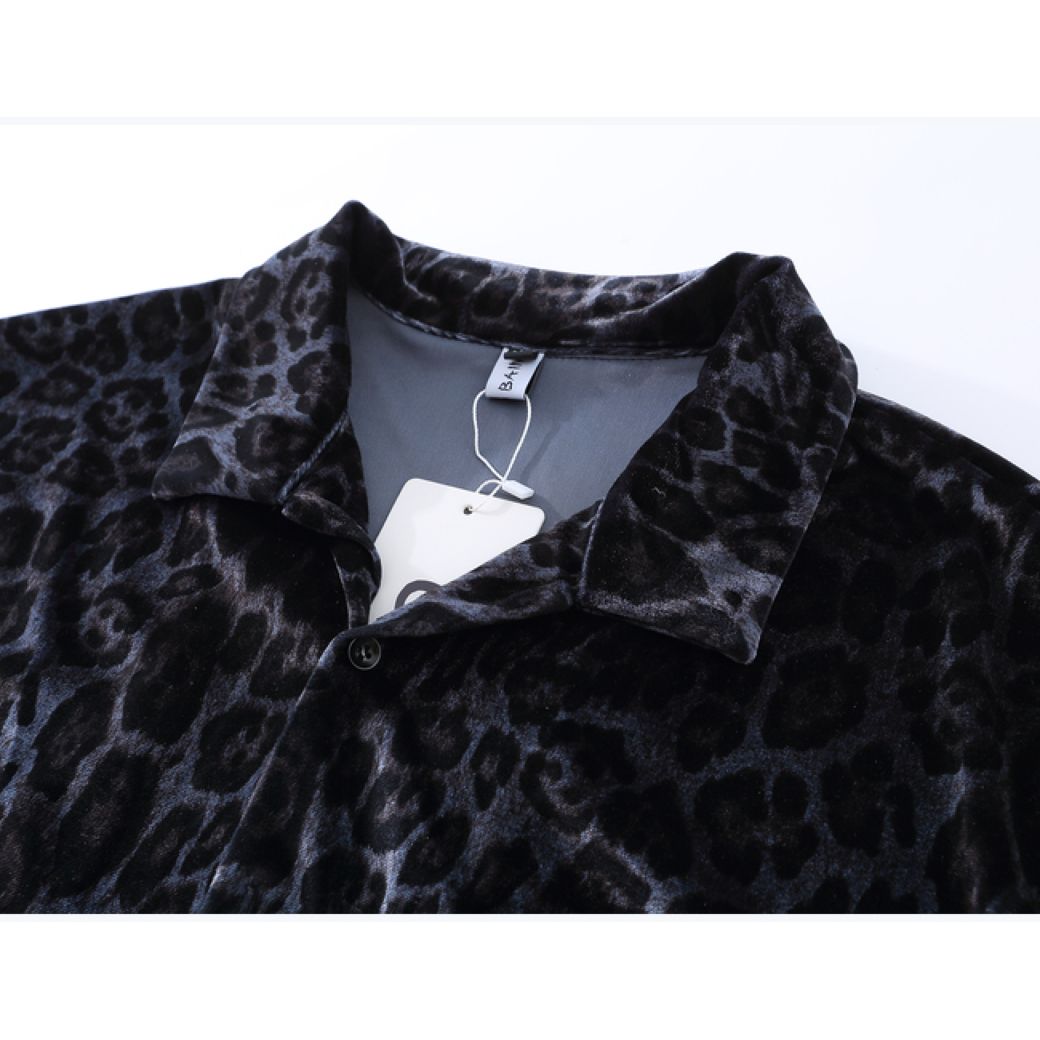 Leopard print short-sleeved loose summer shirt  OR1023