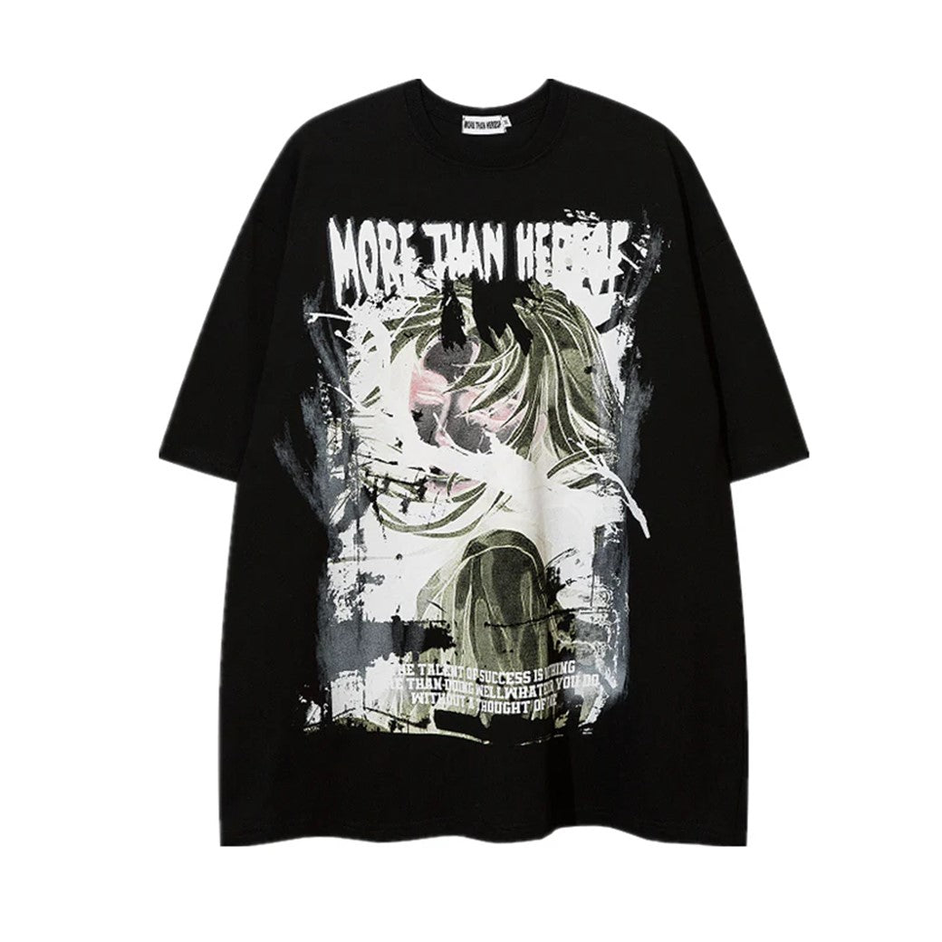 Monotone pathetic female design front silhouette short sleeve T-shirt  OR1024