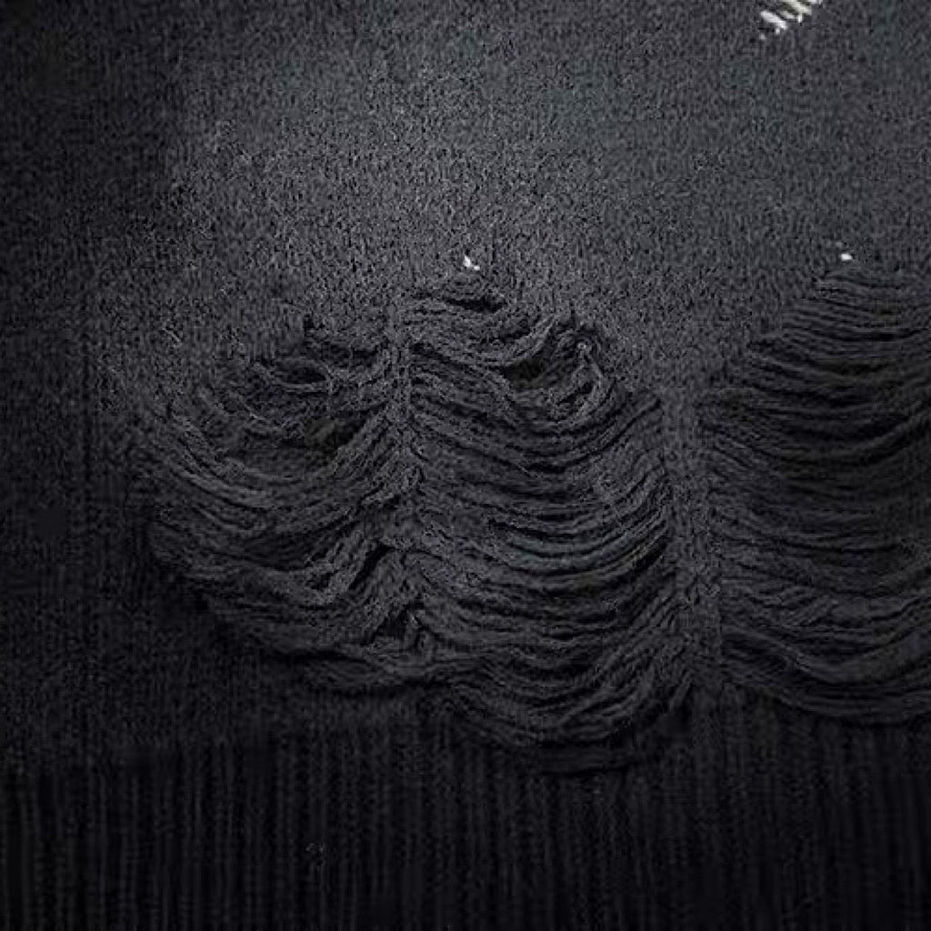 Random wash and cross design fully distressed knit sweater  OR1025