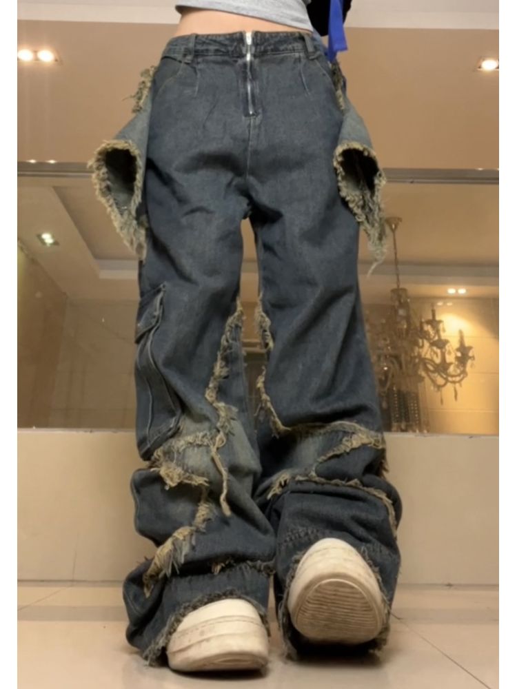 star edge loose denim pants  OR1049