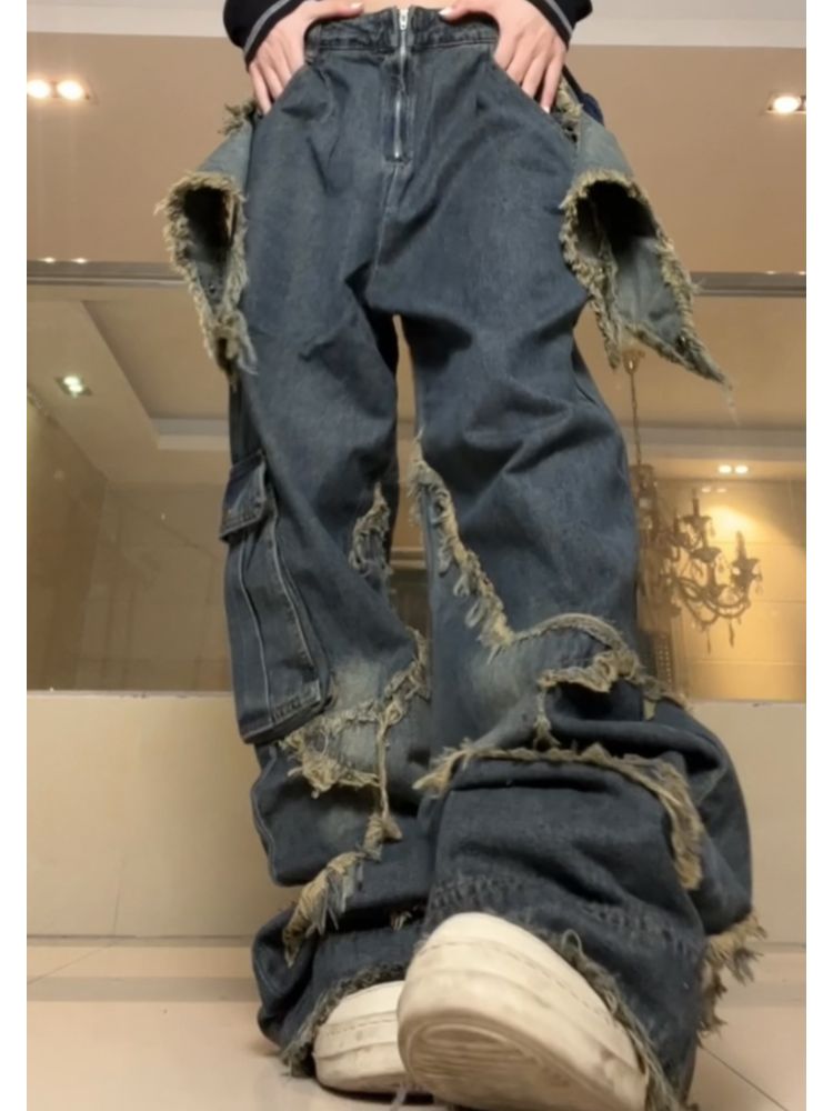 star edge loose denim pants  OR1049
