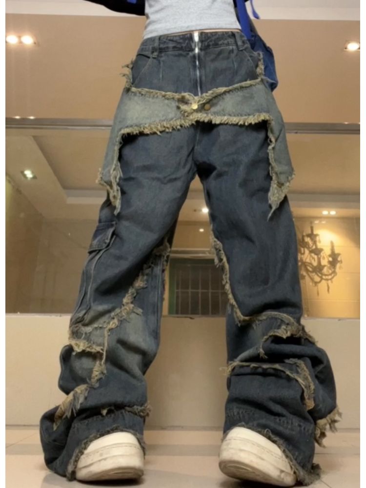 star edge loose denim pants  OR1049