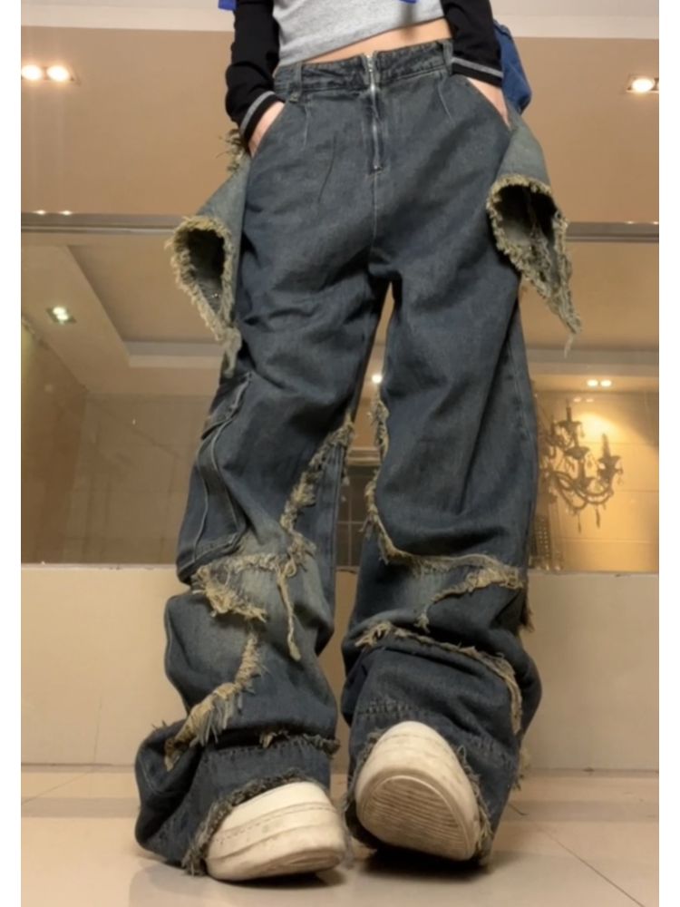 star edge loose denim pants  OR1049