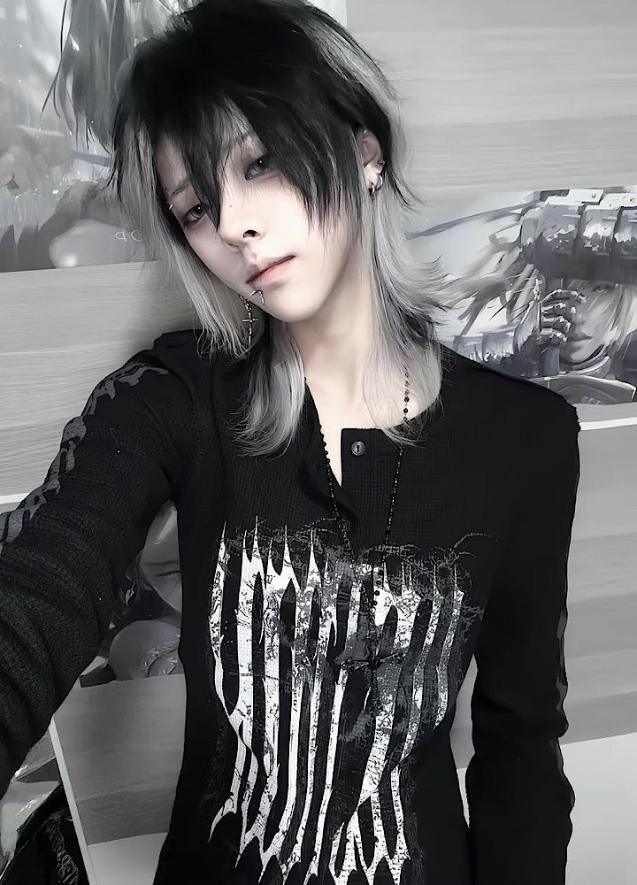 Subculture Devil Design Thermal Henley Neck Style Long Sleeve T-Shirt  OR1050