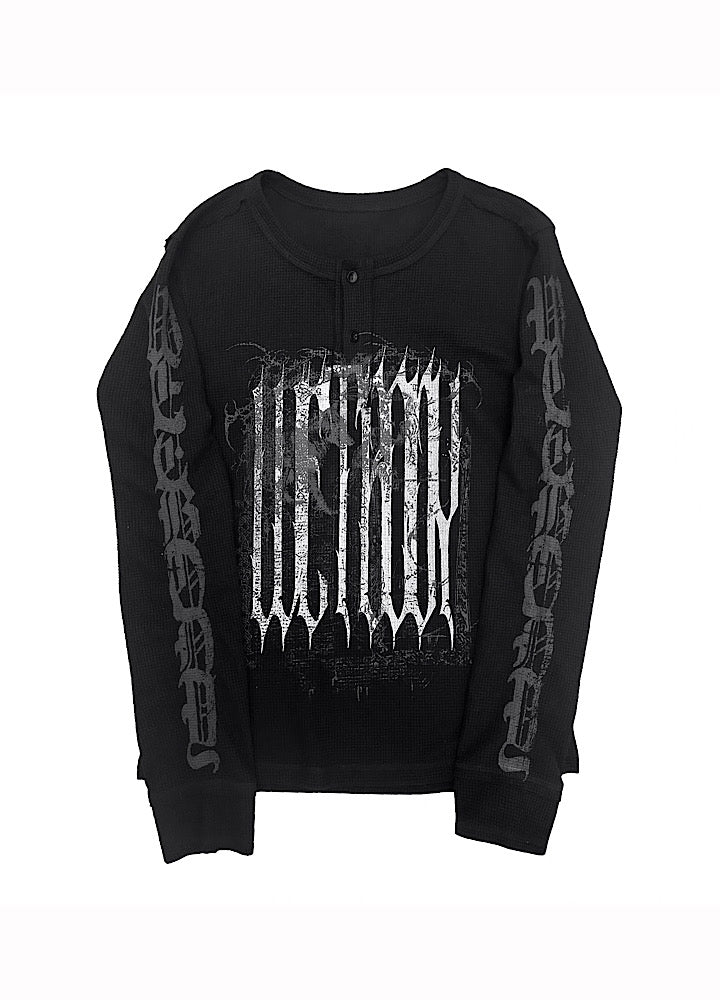 Subculture Devil Design Thermal Henley Neck Style Long Sleeve T-Shirt  OR1050