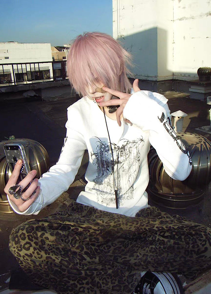Subculture Devil Design Thermal Henley Neck Style Long Sleeve T-Shirt  OR1050