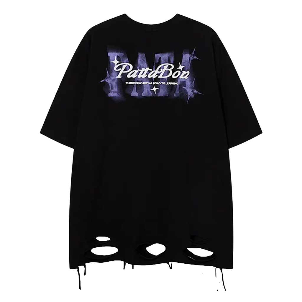 Big front initial print distressed short-sleeved T-shirt  OR1051