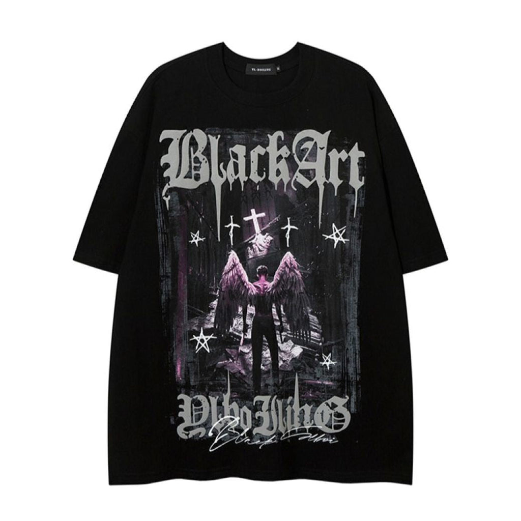 Dark angel wings graphic print T-shirt  OR1053