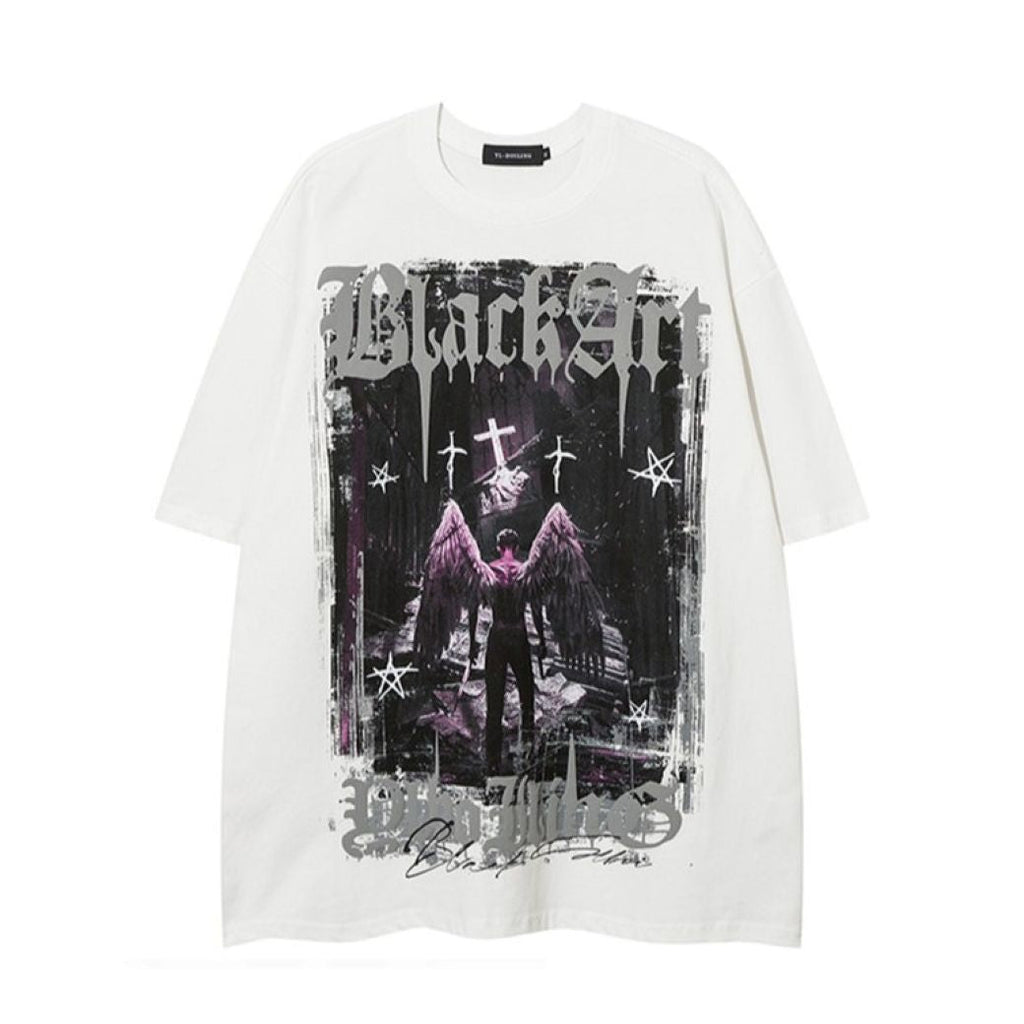Dark angel wings graphic print T-shirt  OR1053