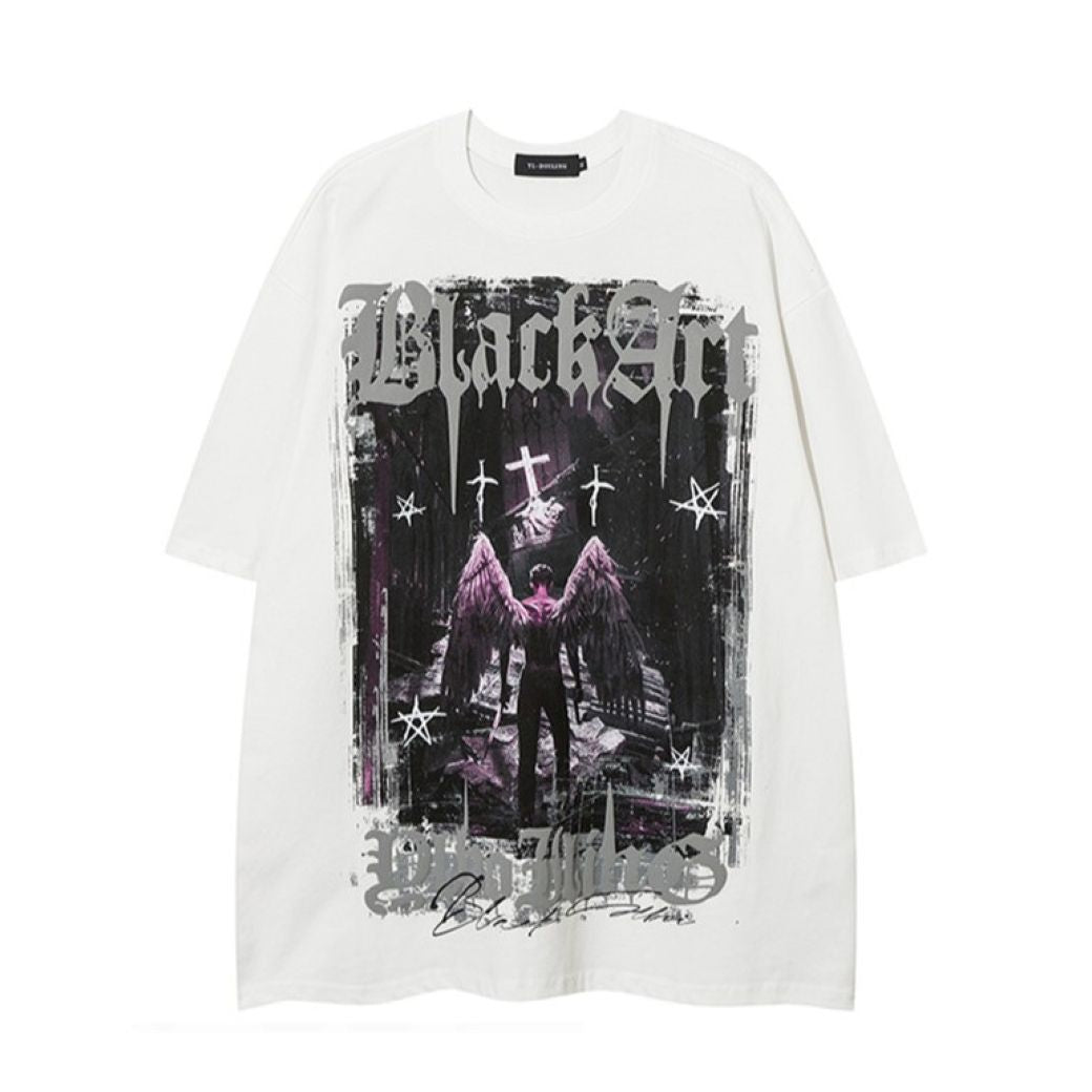 Dark angel wings graphic print T-shirt  OR1053