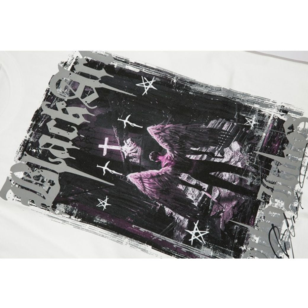 Dark angel wings graphic print T-shirt  OR1053