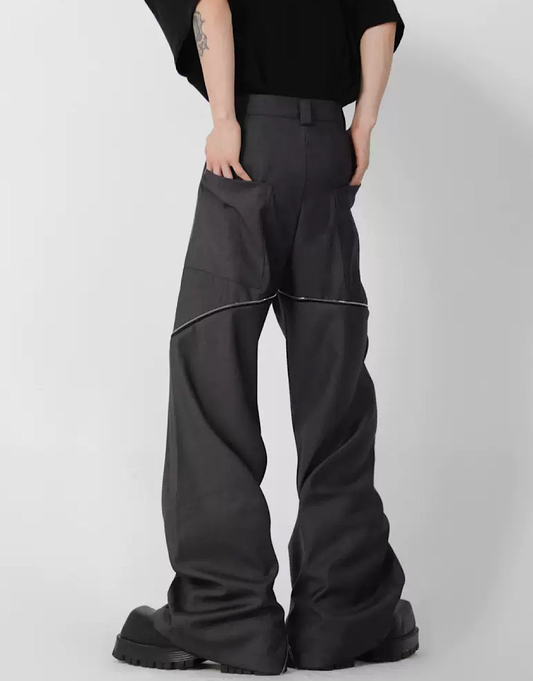 Side doublezipper flared pants  OR1055