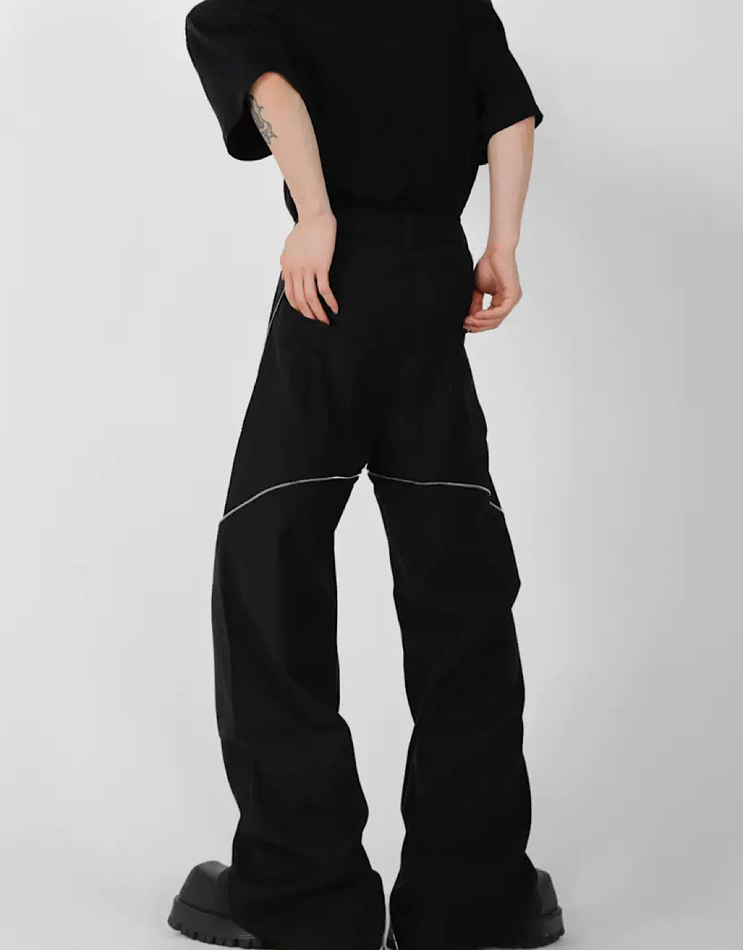 Side doublezipper flared pants  OR1055