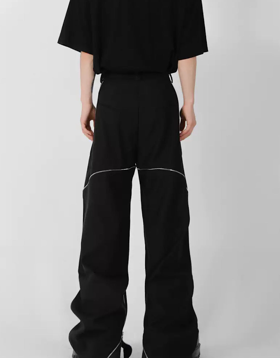 Side doublezipper flared pants  OR1055